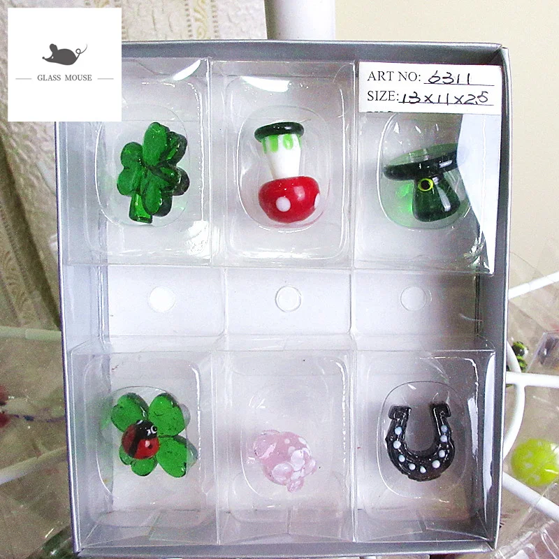 

6 шт., декоративные статуэтки из муранского стекла