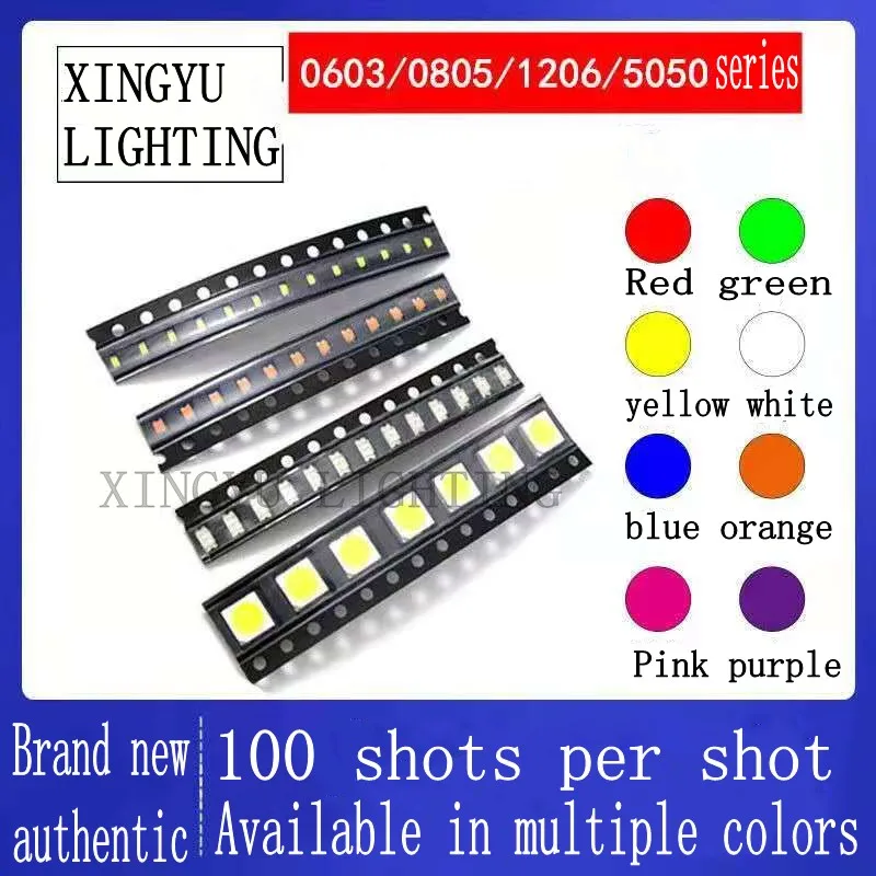 

0603 0805 1206 3528 2835 5050 5730 SMD LED Red Yellow Green White Blue Orange light emitting diode 100pcs/lot