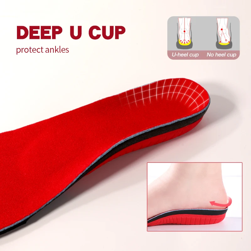 3ANGNI Arch Support Running Insoles for Shoes Women Men Orthopedic Pad U Cup Cushion Heel Shock Absorption for Plantar Fasciitis