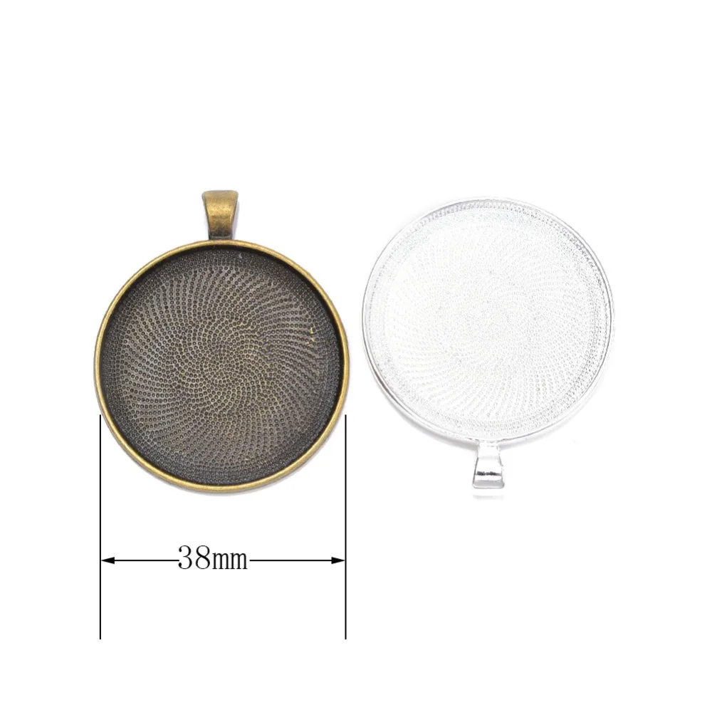 10 шт. серебряный цвет круглый пустой поднос базовый ободок подвеска настройка