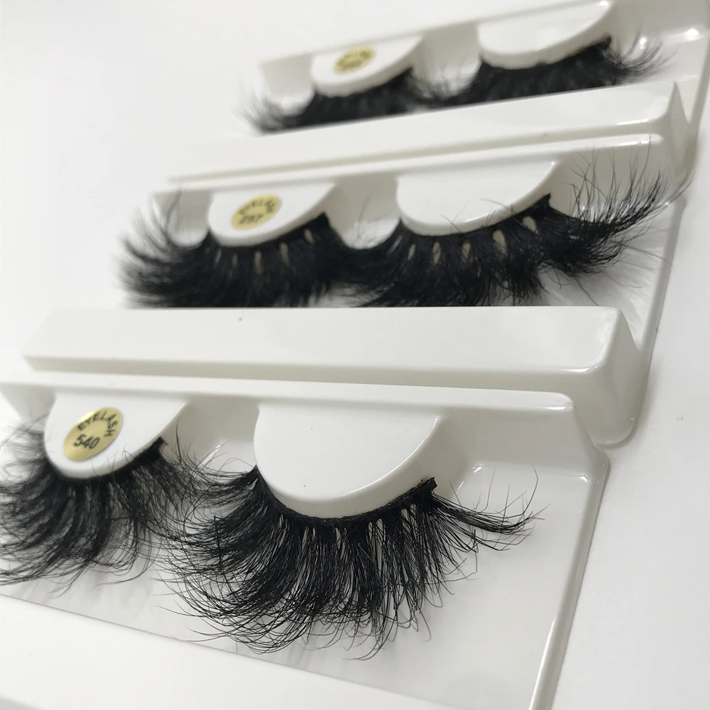 

100% Real Mink 25mm Eyelashes Dramatic Make Up Cotton Band Lashes 1 Pair Fluffy Messy 3D Luxury Wholesale Cruelty Free