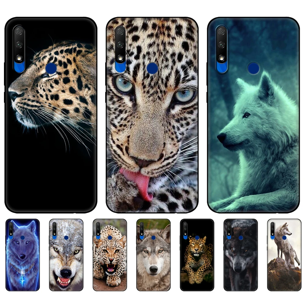 

Black tpu Case For Honor 50 8a Prime 8s 9 10X Lite 9A 9C 9X Premium Pro 9S Case 50 lite Cover Animal wolf tiger leopard