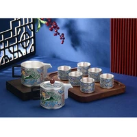 silver pot 999 sterling silver handmade tea set japanese retro teapot kettle home tea ceremony kungfu tea set 210ml
