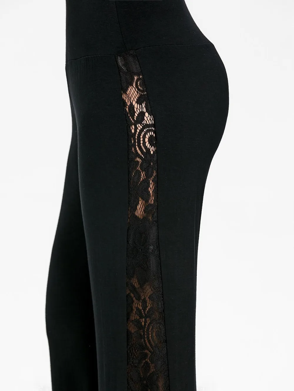 SAGACE Модные женские с высокой талией кружевные вставки широкие брюки леггинсы