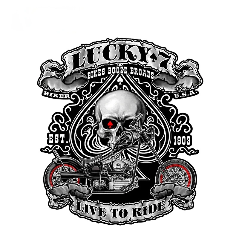 

Персонализированная Веселая наклейка счастливого 7 черепа для автомобиля, модель мотоцикла, украшение для автомобиля