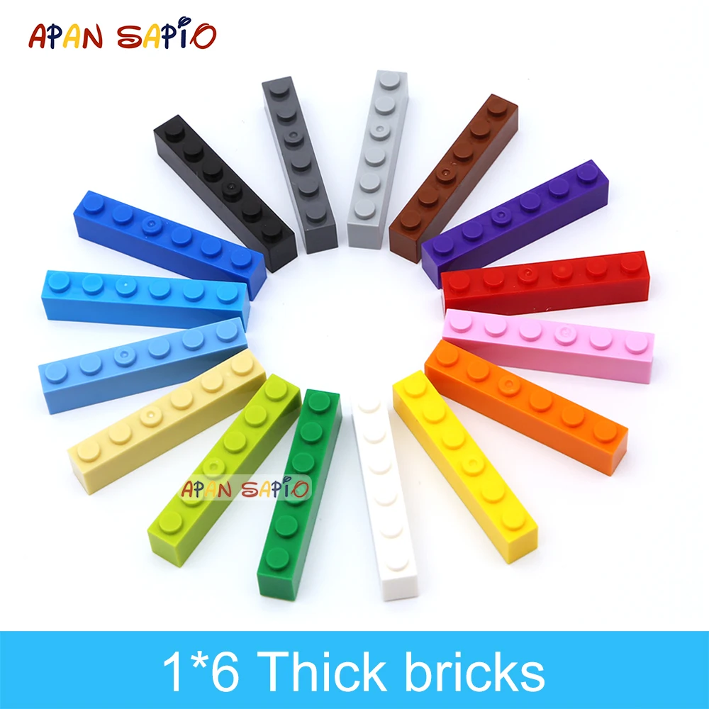 

40pcs DIY Building Blocks Thick Figures Bricks 1x6 Dots Educational Creative Size Compatible With 3009 Plastic Toys for Children