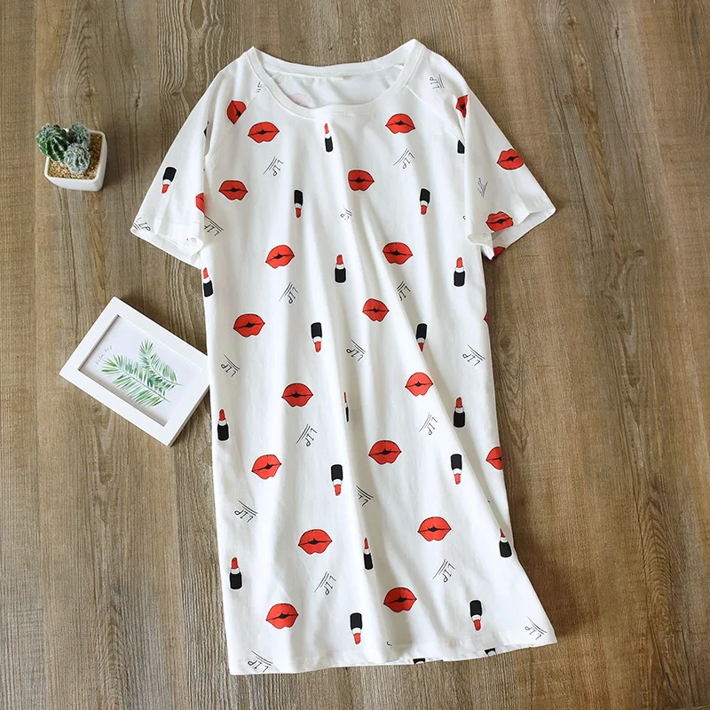 

JULY'S SONG женская ночная рубашка в горошек весна-лето Женская свободная Ночная сорочка с коротким рукавом женская домашняя одежда