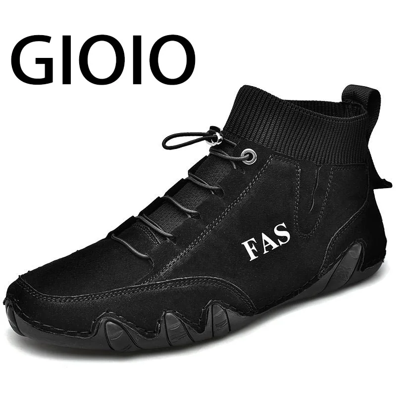 

Brand Men's Boots Autumn Outdoor Men's Ankle Boots Suede Leather Men's Sneakers Slip-on Comfortable Mens Motorcycle Boots Botas