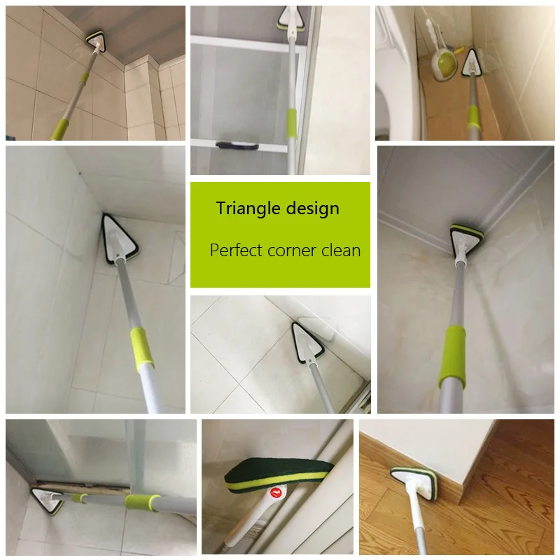 Детская и кухонная щетка с ручкой губка трехугловая головка угловые чистящие