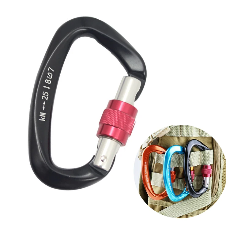 

1 шт. 25KN брелком Алюминий сплав скалолазание карабин на открытом воздухе Альпинизм D-Форма винт защелка Замковая Пряжка крюк