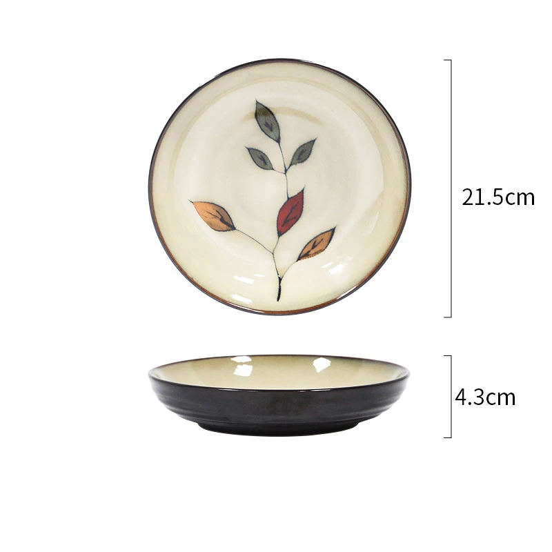 

Hand-painted underglaze flower leaf ceramic plate western steak salad dessert cake sushi home kitchen storage decorative plate