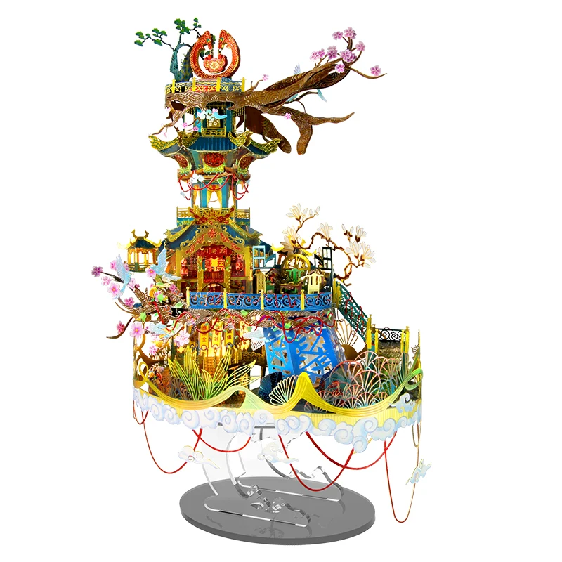 Картина Kingdom Yuelao Pavilion наборы строительных моделей 3D металлический пазл лазерная