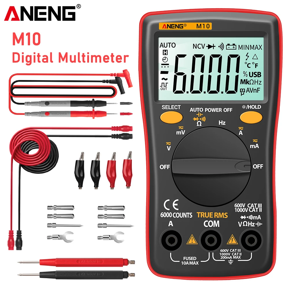 ANENG M10 мультиметр цифровой мультиметры тестер multimeter multimetro digital tester profesional 6000