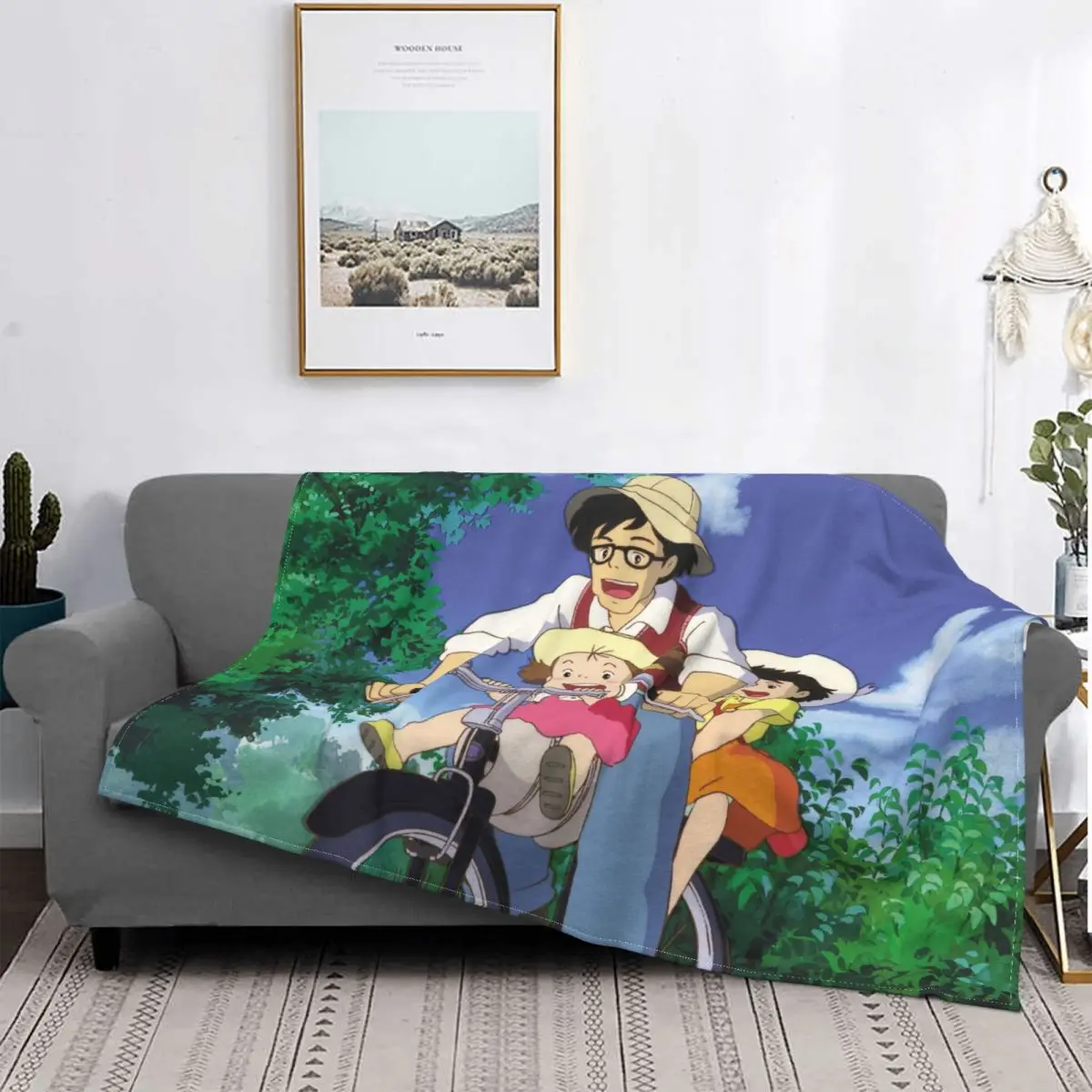 

My Neighbor Totoro Blanket Japanese Anime Tatsuo Satsuki Mei Fleece Throw Blanket Home Couch Decoration Soft Warm Bedspread