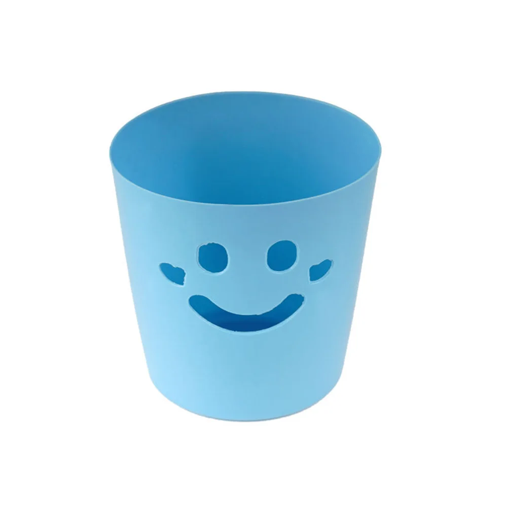 

Creative 3 Color Corrugated Smiling Face Pen Plastic Holder Tube Barrels Child Office School Supplies