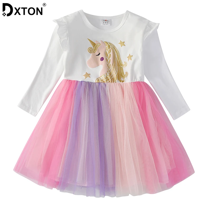 DXTON/Детское платье принцессы для девочек Детское с единорогом Fille Robe Вечерние
