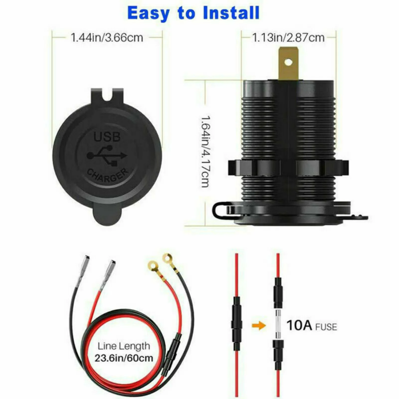 Автомобильное зарядное устройство с двойным USB-портом QC3.0 водонепроницаемой