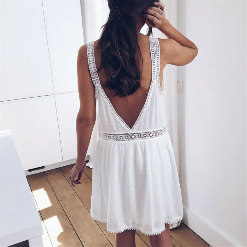Модный новый женский летний Повседневный свободный сарафан без рукавов Топы