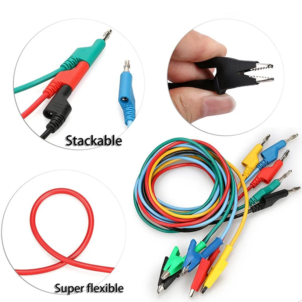 

5PCS Banana Plug Test Lead Set Back Probe Kit Alligator Clip Multimeter Wire Cable Kit for Electrical Testing tool