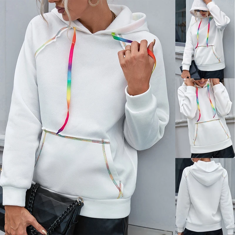 

Women's Casual Hoodies Long Sleeve Solid Lightweight Pullover Tops Loose Sweatshirt Autumn Outfits