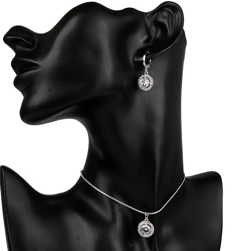 Модные роскошные круглые циркониевые женские свадебные ювелирные наборы с