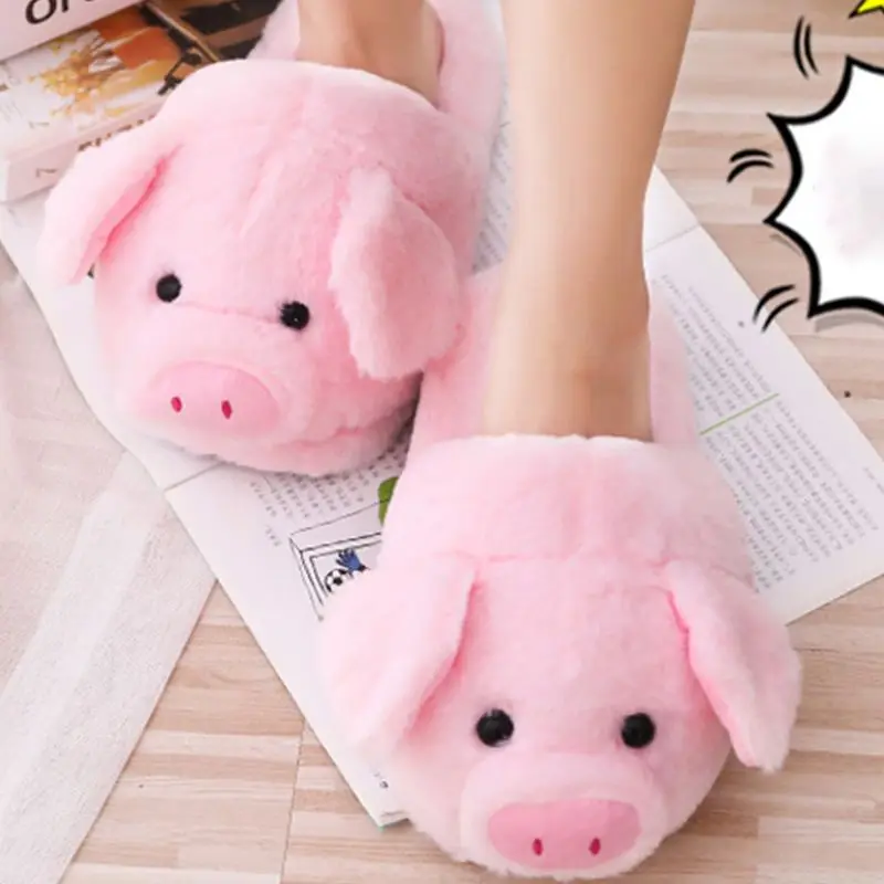 Drop Ship&ampWholesale Women Winter Cute Pink Pig Animal Cartoon Plush Slippers Non-Slip Furry Shoes Nov.19 | Обувь