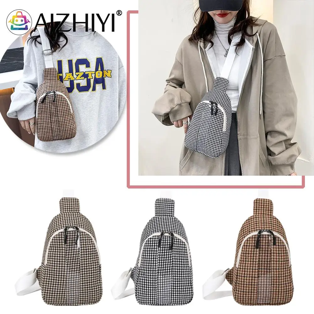 

Модная нагрудная сумка с принтом «гусиная лапка», женские повседневные сумки через плечо, женские маленькие сумки-мессенджеры