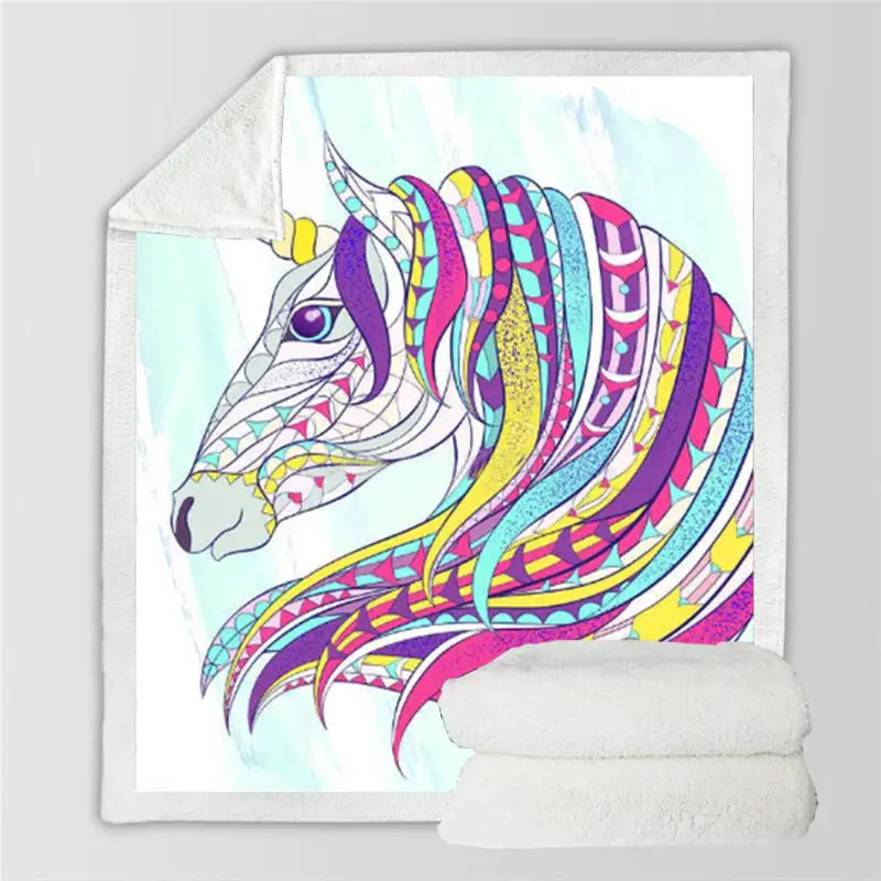 Плотное вязаное одеяло с рисунком лошади хлопковое Флисовое для дивана 150 см X 200