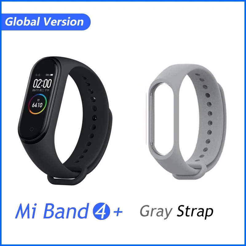GB Gray Strap Xiaomi mi-браслет 4 музыкальный смарт-браслет mi Band 4 браслет пульсометр фитнес 135 мАч цветной экран Bluetooth 5,0 браслеты - Цвет: GB Gray Strap
