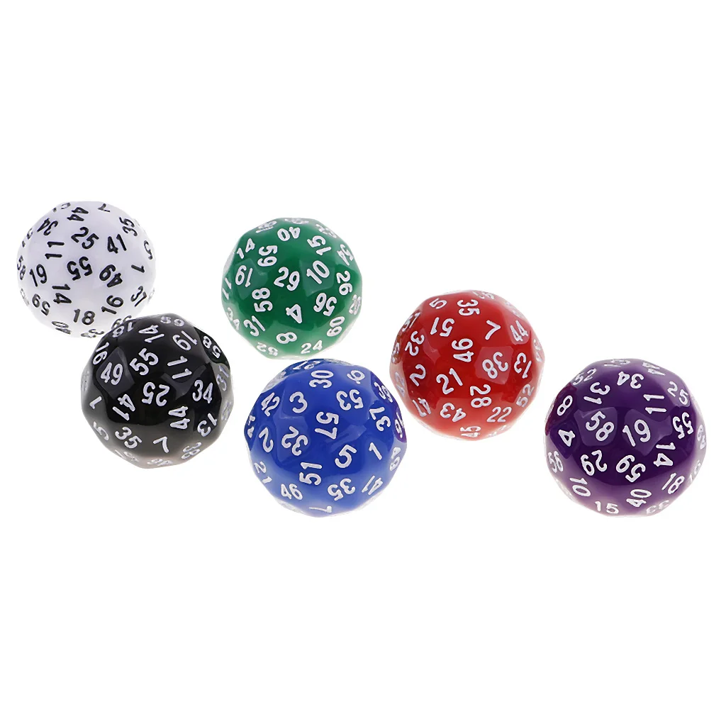 

6pcs Colorful Polyhedral Dices D60 Number 1-60 for DND MTG RPG Poker Casino Replacement
