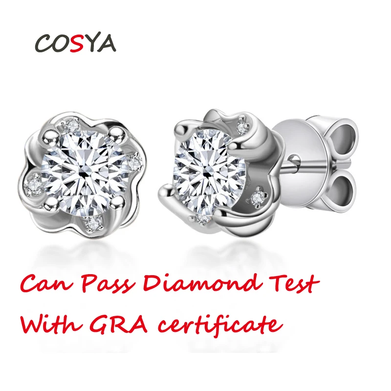 

Женские серьги-гвоздики из серебра 100 пробы, с муассанитом