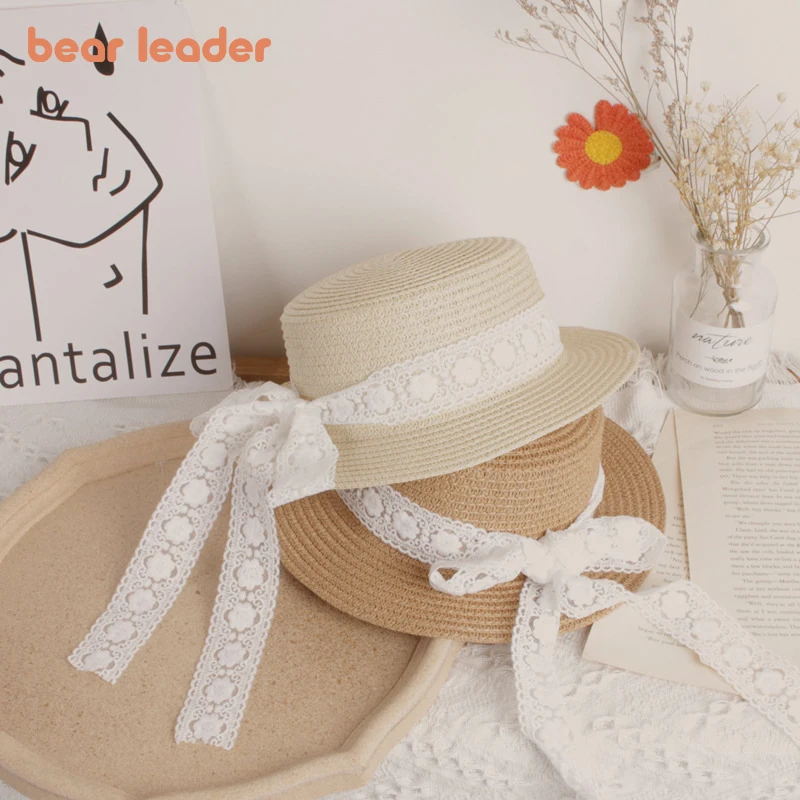

Bear Leader/Модная Детская шляпа, летняя соломенная шапочка с бантом для маленьких девочек, новая пляжная детская шапка, детские шапки и шапки пр...