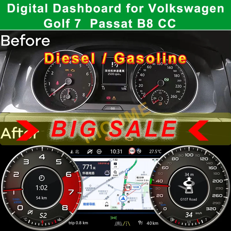 Strumenti per auto Cluster tachimetro indicatori cruscotto pannello LCD Monitor miglia per Volkswagen Golf 7 R Golf7 MK7 GTi Passat B8 CC