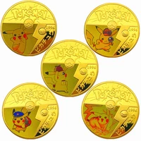 pokemon anime gold plated gold coin game commemorative coin pikachu gold coin game collection pokemon cards christmas present