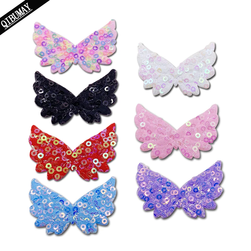Блестящие Крылья Ангела QIBU, 20/50 шт., для рукоделия, украшение для волос, банта, детская вечеринка, аксессуары для волос, материалы