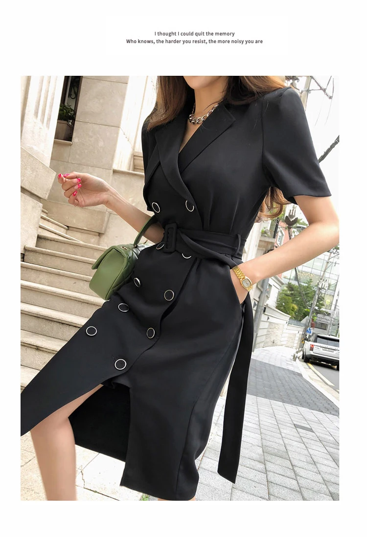 ZAWFL однотонная двубортная одежда для работы Деловое платье женщин осень 2020
