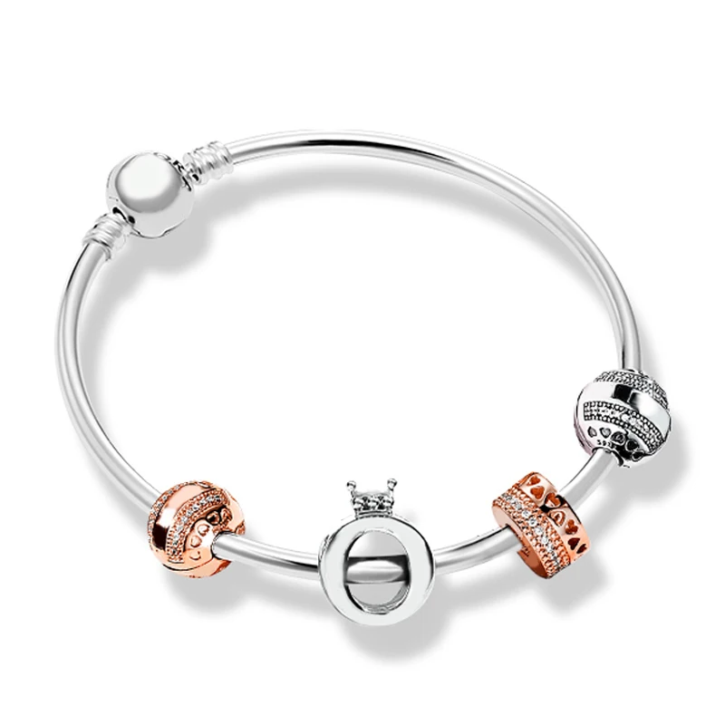 

2020 100% 925 Sterling Silver Elegant Charm ZT0141 Bracelet Stringed Gift Set Original Fashion Elegant Jewelry Charming Gift