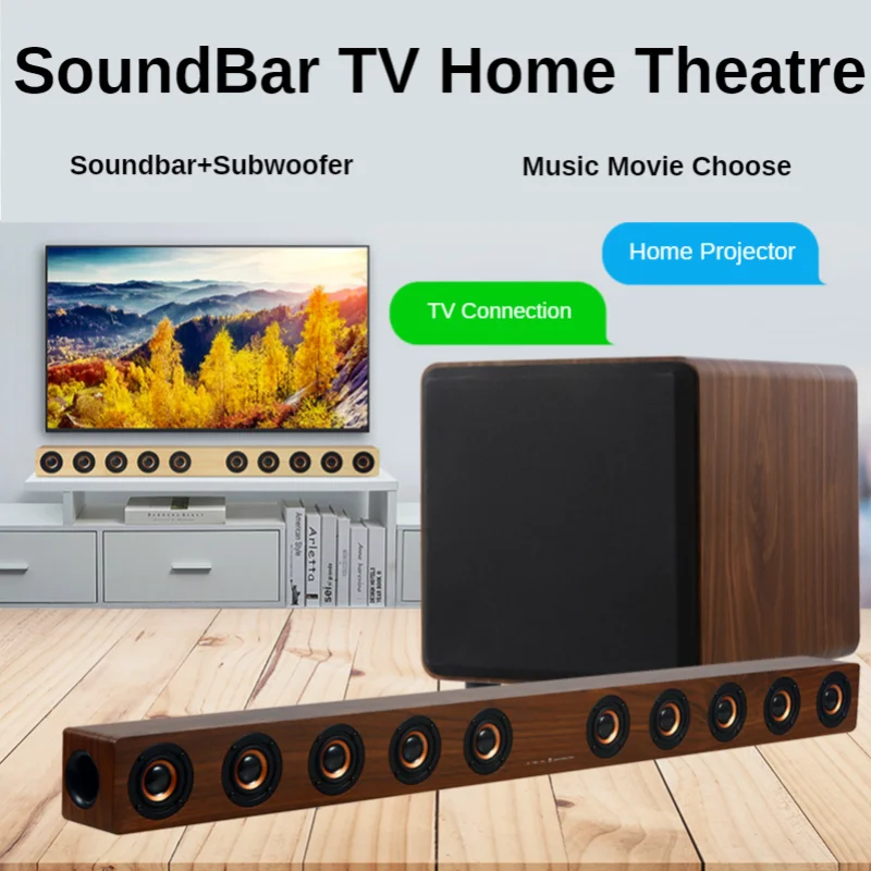 40w Wooden Tv Soundbar Bluetooth 
