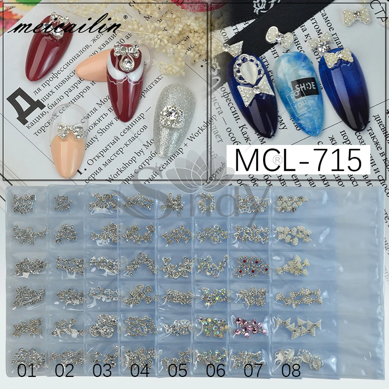 

30Pcs New Japan Silver Butterfly 3D Glitter Crystal Rhinestone Mix Design Metal Alloy Nail Art Decorations Charms Manicure Studs