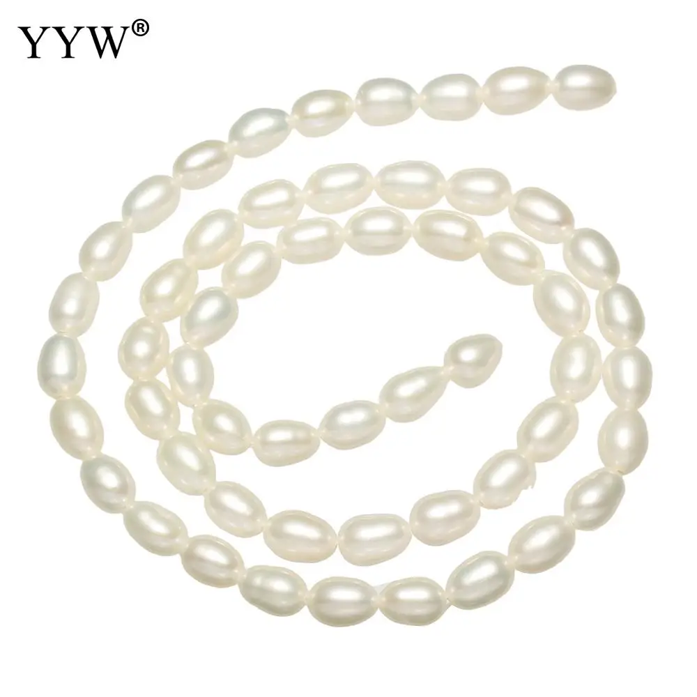 

2019 High Quality AAAA Natural White 4-5mm Cultured Rice Freshwater Pearl Beads Approx 0.8mm Sold Per Approx 15 Inch Strand