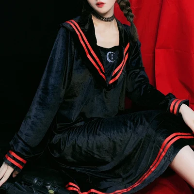 Осенняя и зимняя женская рубашка с длинным рукавом полосатая вышитая морская