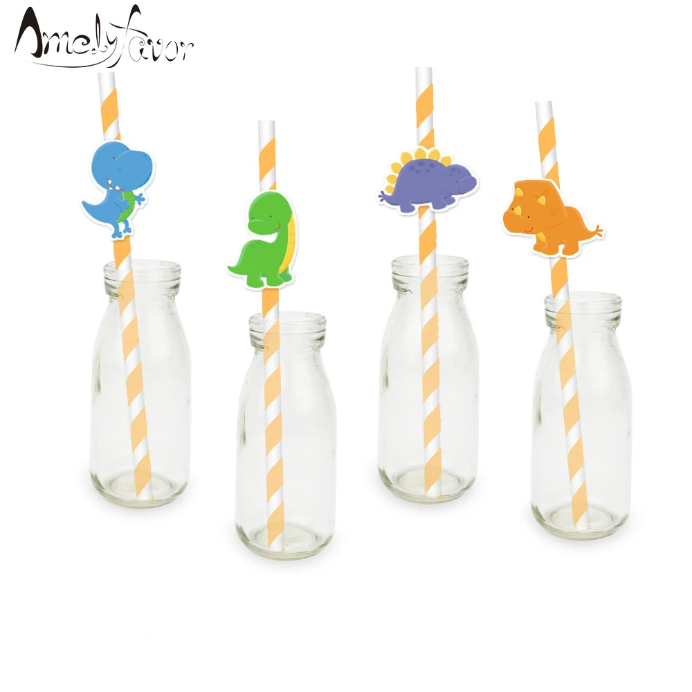

Dinosaur Theme Party Paper Straw 20PCS Baby Kids Birthday Event Party Decorations Supplies Dinosaur Animals Drinking Straws