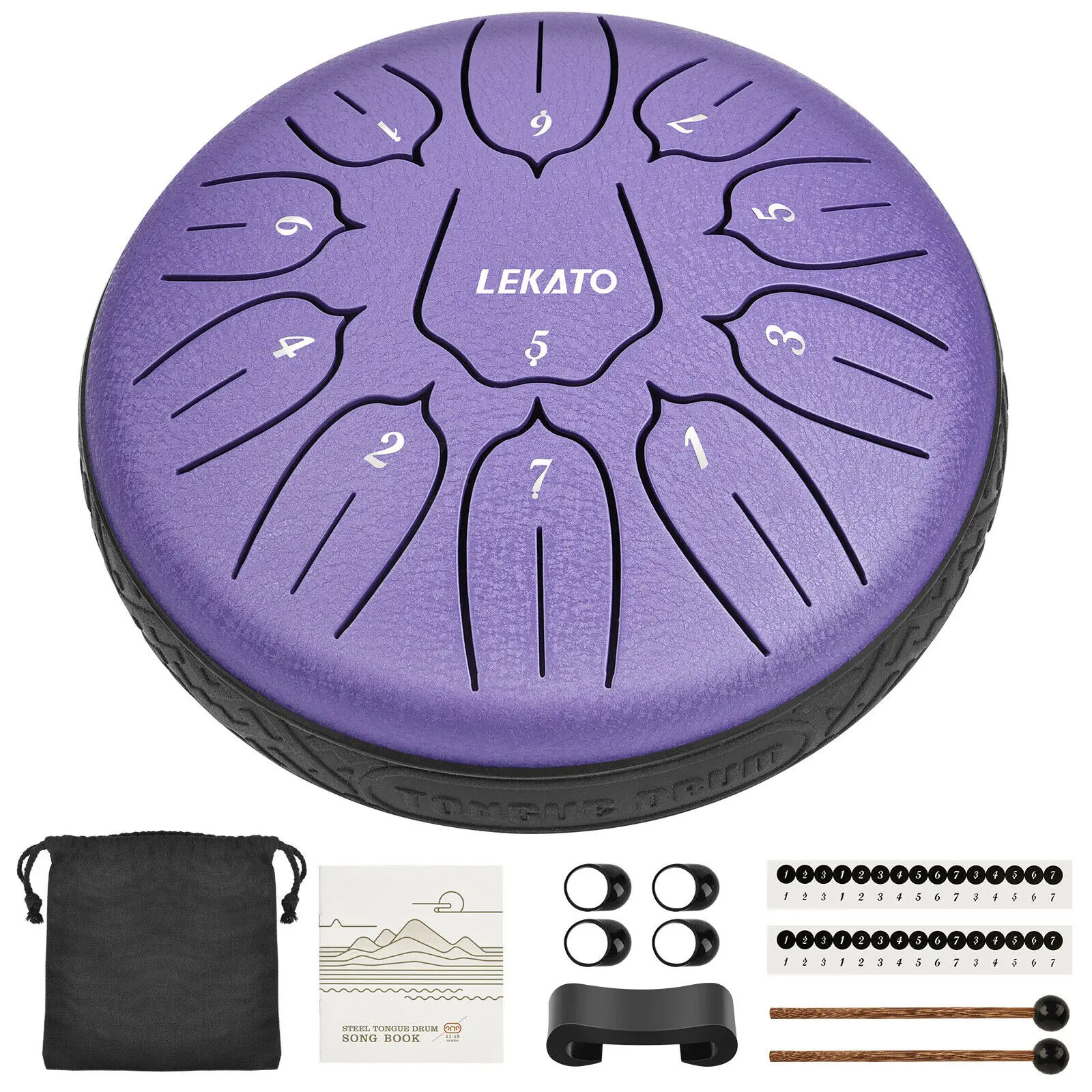 

LEKATO Steel Tongue Drum 6'' Tongue Drum 11 Notes D Tune Handpan Percussion Musical Instrument with Drumsticks Percussion