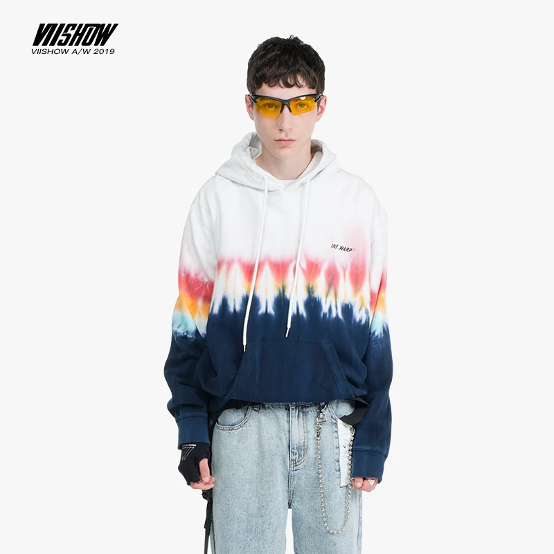 Бренд VIISHOW 2019 осенние мужские хлопковые толстовки разноцветные с градиентом