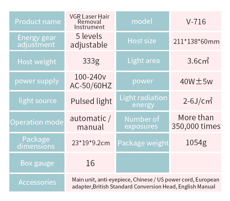 

VGR Women Laser Hair Removal Machine Freezing Point Instrument Painless Photon Body Fast Beaut
