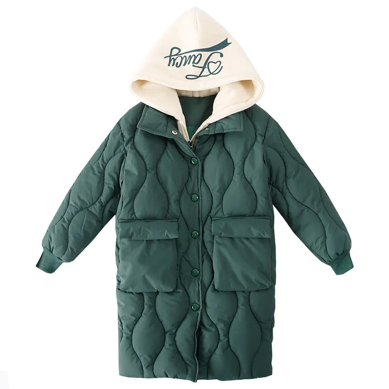 

Girl Winter Jacket Children's Cotton-padded Clothes Teenage Double Collar Hoode Coat For Girls Parka Snow Suit TZ541