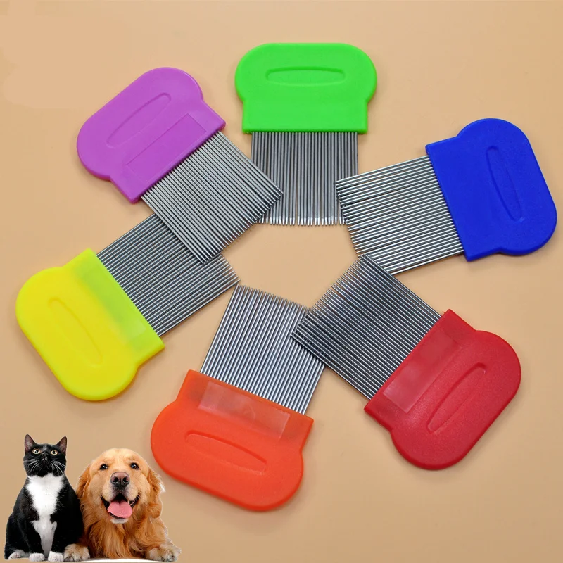

Pet Hair Comb Dog Grooming Combs Steel Small Fine Toothed Pets Flea Comb Puppy Kitten Hair Trimmer Grooming Tool Lice