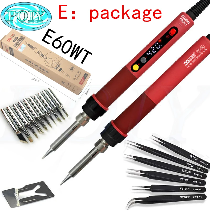 CXG E60WT E 110 В/220 В CXG E60WT профессиональный светодиодный Электрический паяльник с цифровой регулировкой 60 Вт паяльная станция с постоянной температурой E60W - Цвет: CXG E60WT E