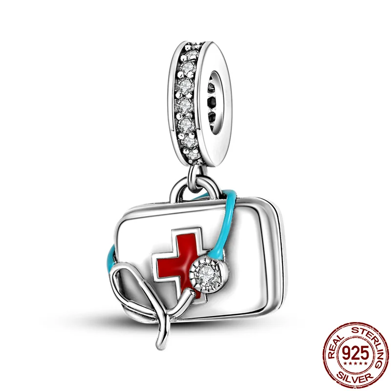 

2021 New PLATA Charm Of Ley 925 Silver Snape First Aid Box Beads Suitable For Women Original Pandora Bracelet DIY Jewelry