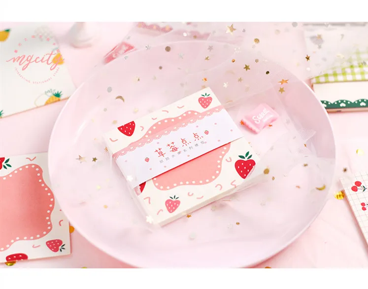 strawberry 1 шт. Милый Розовый Вишневый клубничный блокнот Kawaii корейский канцелярский клейкая бумага для заметок закладки для школьных учебников офисные принадлежности - Цвет: strawberry